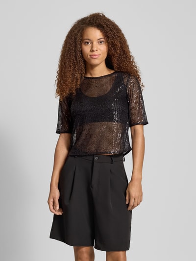 Pieces Shaped Fit T-Shirt mit Paillettenbesatz Modell 'JACK' BLACK 4