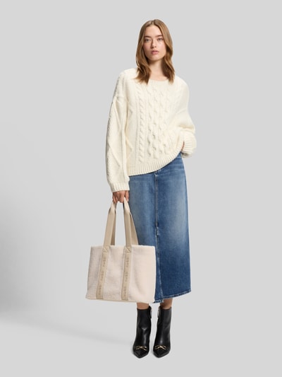 HUGO Torba shopper z paskiem z logo Écru 1