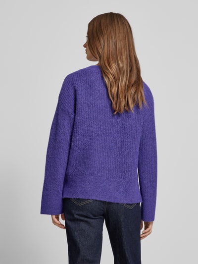 Selected Femme Strickpullover mit V-Ausschnitt Modell 'ALVIA' Blau Melange 5