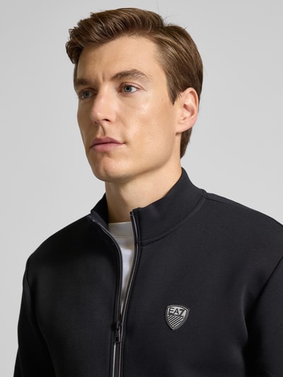 EA7 Emporio Armani Regular fit sweatjack met viscose, model 'Train' Zwart - 3