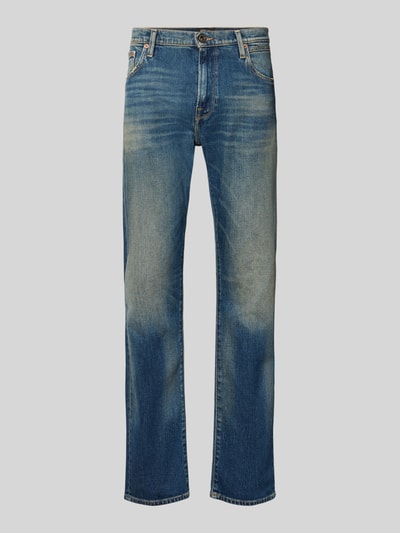 Produktfoto, Straight Fit Jeans im Used-Look Modell 'AIDEEN' von Replay, Baumwoll-Elasthan-Mix, blaue Waschung, sichtbare Abnutzungsdetails