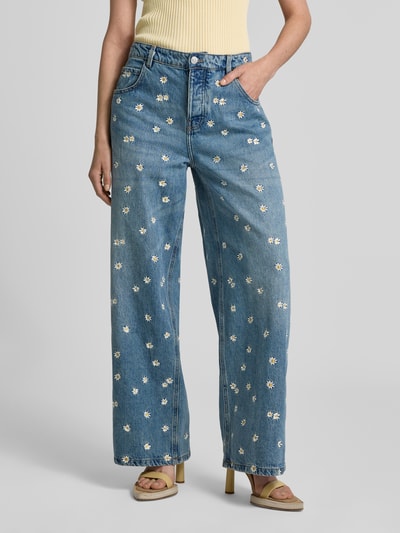 Mango Flared Jeans mit floralen Stickereien Modell 'MASSY' Jeansblau 4