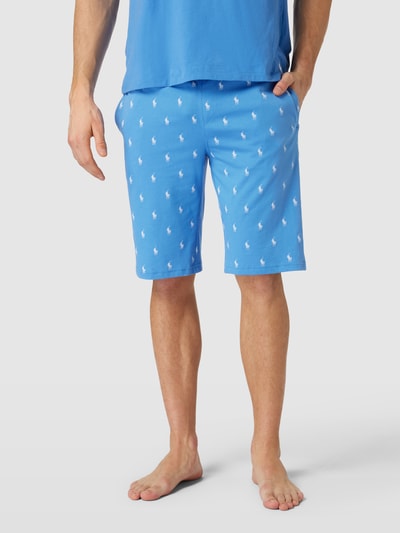 Polo Ralph Lauren Underwear Slim fit sweatshorts met all-over logomotief, model 'LIQUID COTTON' Bleu - 4