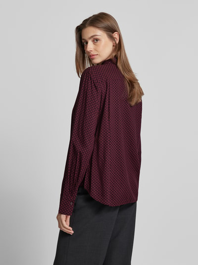 Marc O'Polo Regular fit overhemdblouse van soepele viscose met all-over print Bordeaux - 5