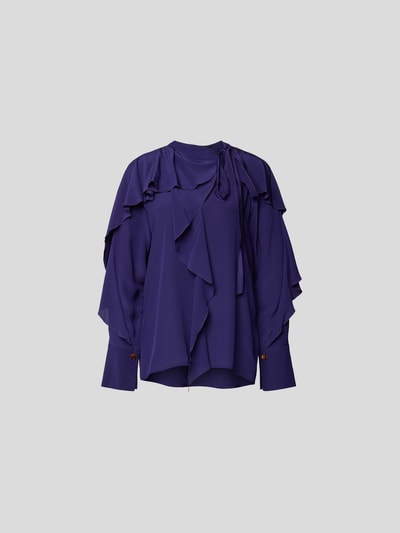 Victoria Beckham Seidenbluse mit Volants Violett 2