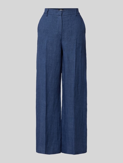 Weekend Max Mara Regular fit linnen broek met wijde pijpen, model 'MALIZIA' Marineblauw - 2