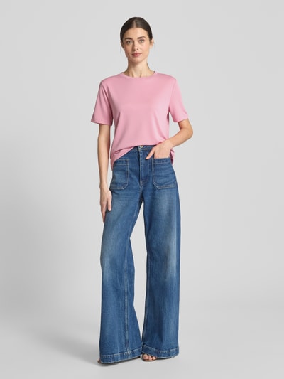 Tom Tailor Denim Regular Fit T-Shirt mit Rundhalsausschnitt Pink 1