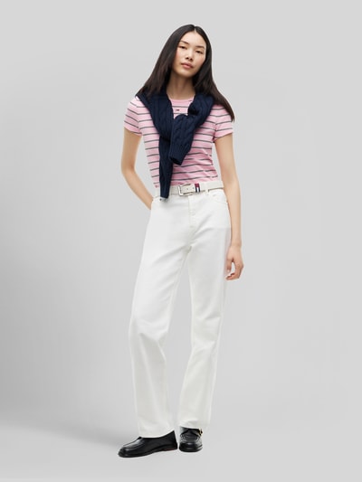 Tommy Jeans Slim Fit T-Shirt aus Baumwoll-Mix  Rosa 1