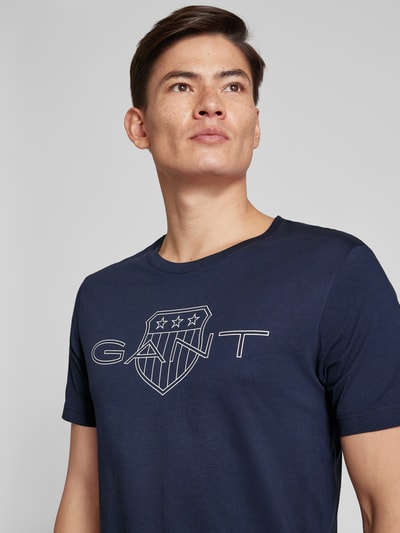 Gant T-shirt z nadrukiem z logo Granatowy 3