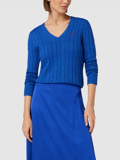 Polo Ralph Lauren Gebreide pullover met V-hals, model 'KIMBERLEY' Koningsblauw - 4