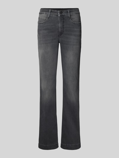 Produktfoto, Bootcut-Jeans aus Baumwoll-Mix Modell 'DREAM BOOT' von MAC, Damen Bootcut-Jeans von MAC, dunkelgrau, dezente Waschung, glatte Textur