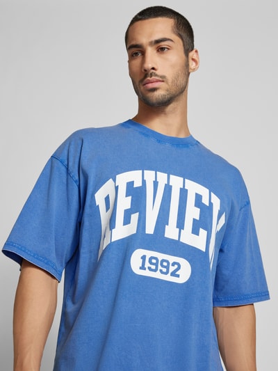 REVIEW T-shirt met labelprint Koningsblauw - 3