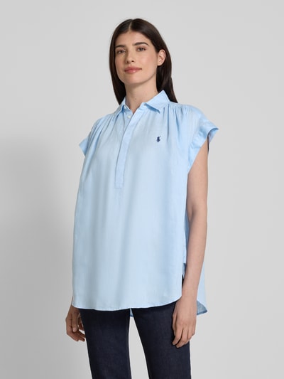 Polo Ralph Lauren Leinenbluse mit Label-Stitching Hellblau 4