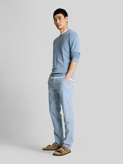 Tom Tailor regular fit chino van linnen-katoenmix Lichtblauw - 1