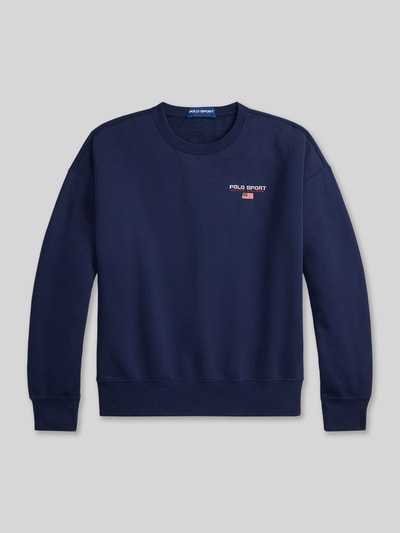 Produktfoto, Relaxed Fit Sweatshirt aus Baumwoll-Mix von Polo Ralph Lauren, unifarbenes Dunkelblau, Label-Schriftzug, Sweatstruktur