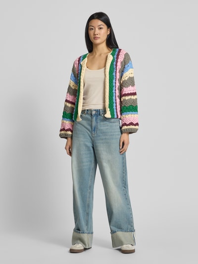 Jake*s Casual Cardigan mit Rundhalsausschnitt Grass 1