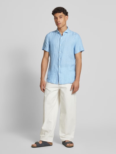 Superdry Regular Fit Freizeithemd aus reinem Leinen Sky 1