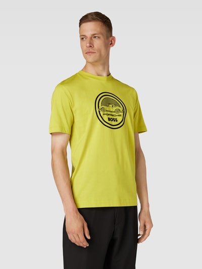 BOSS T-shirt met labeldetail, model 'Tiburt' Lichtgroen - 4