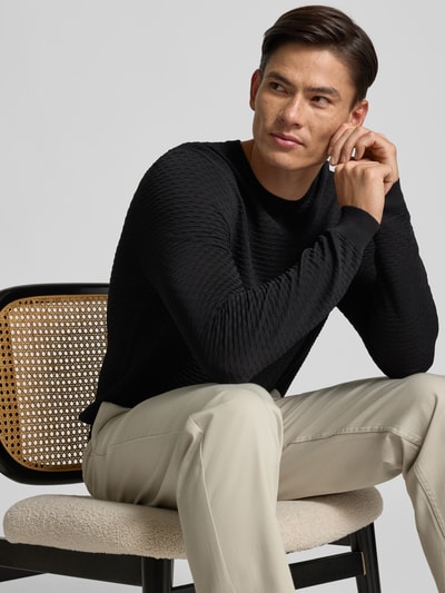 Antony Morato Slim fit pullover van viscosemix met structuurmotief Zwart - 3