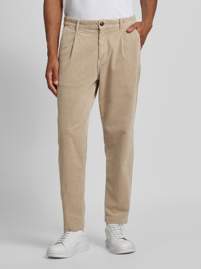 BOSS Orange Relaxed fit corduroy broek met bandplooien, model 'Chino-Shyne' Beige - 4