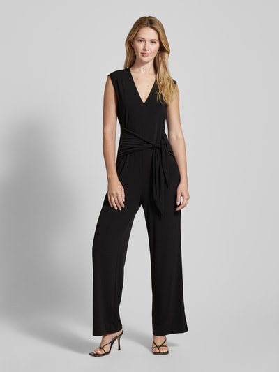 Oui Jumpsuit mit V-Ausschnitt und Bindegürtel BLACK 4