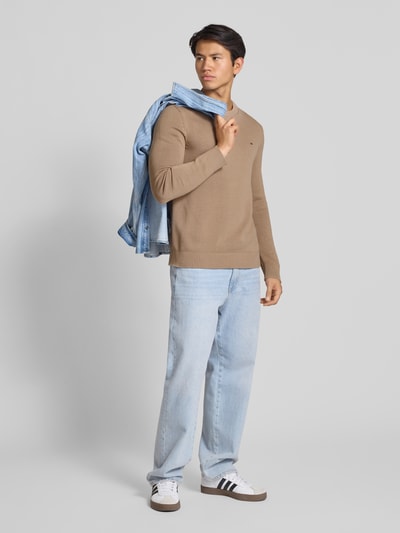 Tommy Jeans Regular fit gebreide pullover van zuiver katoen Beige - 1