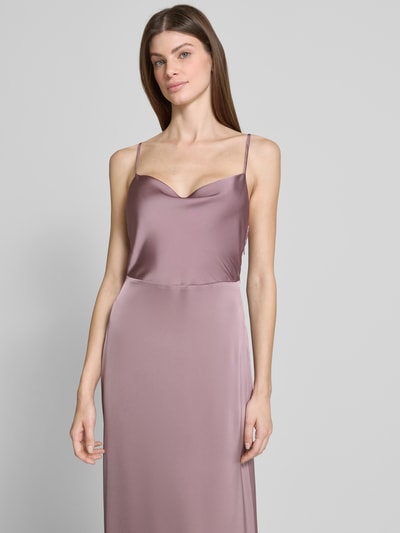 Vila Sukienka midi z satyny z lejącym dekoltem model ‘RAVENNA’ Fiołkoworóżowy 3