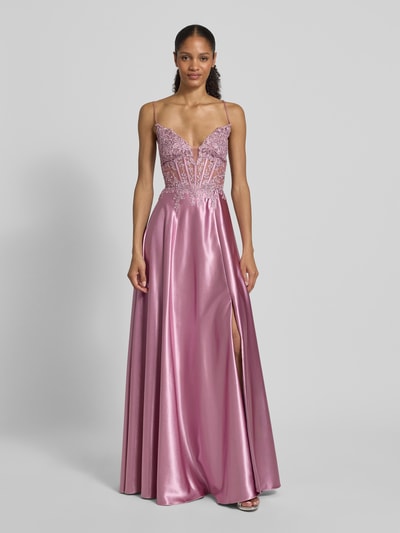 Mascara Abendkleid mit Spitze und Ziersteinbesatz Altrosa 4