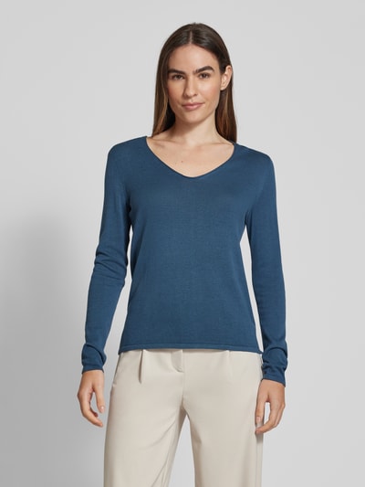 Tom Tailor Regular Fit Strickpullover mit V-Ausschnitt Dunkelblau 4