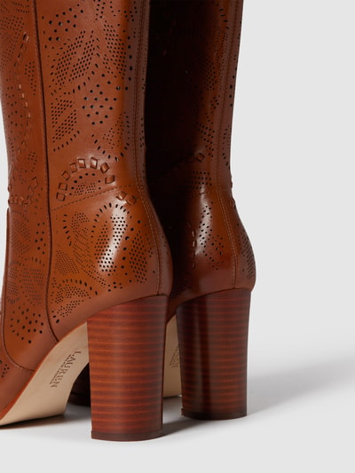 Lauren Ralph Lauren Lederstiefel mit Lochmuster Modell 'Ashlynn' Cognac 3