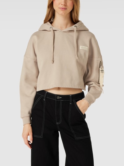 Alpha Industries Bluza krótka z kapturem i wyhaftowanym logo model ‘Organics’ Beżowy 4