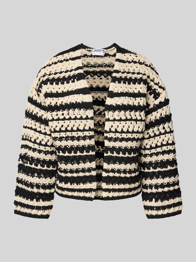 Jake*s Casual Strickjacke in Crochet-Optik Ecru 2