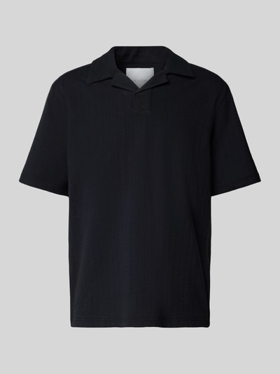 Only & Sons Regular fit poloshirt met seersuckerstructuur, model 'MALES' Zwart - 2