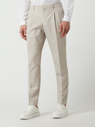 Tommy Hilfiger Spodnie do garnituru o kroju slim fit z bawełny seersucker  Beżowy 4