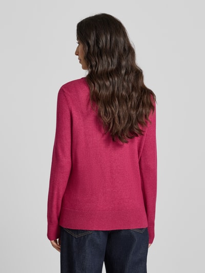 Christian Berg Woman Sweter z dzianiny z dekoltem w łódkę Fuksjowy melanż 5