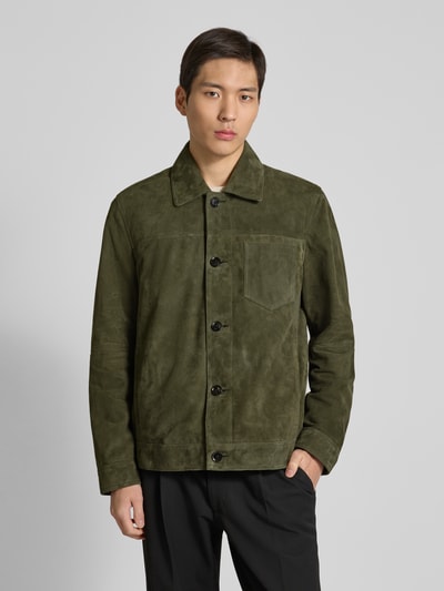 Strellson Blouson in leerlook, model 'Flint' Olijfgroen - 4