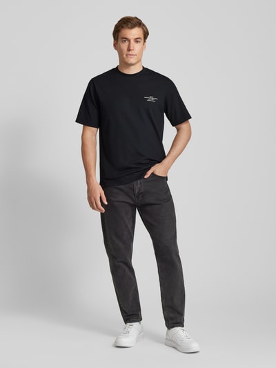 Jack & Jones Premium Relaxed Fit T-shirt aus Baumwoll-Mix mit Gummidruck  Black 1