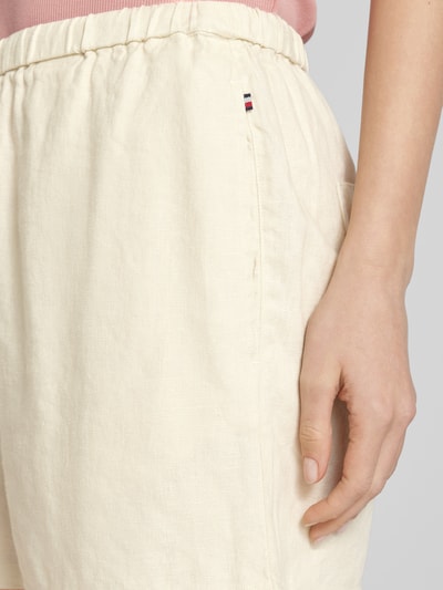 Tommy Hilfiger Flared linnen korte linnen broek met elastische band, model 'PULL ON' Zand - 3