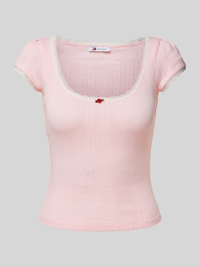 Tommy Jeans T-Shirt in Strick-Optik Modell 'POINTELLE' Rosa 2