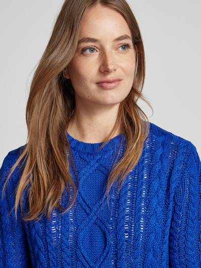 Lauren Ralph Lauren Gebreide pullover met ribboorden, model 'HILVAITE' Koningsblauw - 3