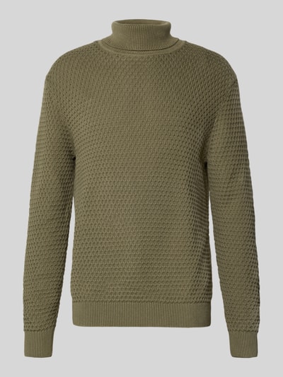 MCNEAL Rollkragenpullover mit gerippten Abschlüssen Oliv 2