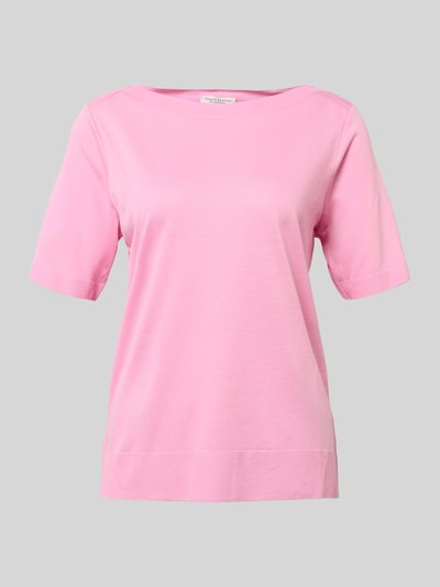 Produktfoto, Regular Fit T-Shirt aus Lyocell-Baumwoll-Mix von Marc O'Polo, Optik: Unifarben, Feinstrick, Farbe Rosa, U-Boot-Ausschnitt, Kurzarm, gerippter Abschluss