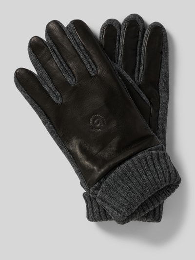 bugatti Handschuhe aus Leder-Textil-Mix mit Label-Detail Black 1