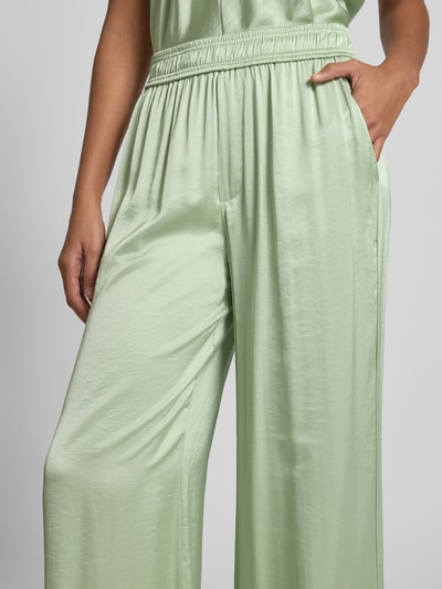 mbyM Wide leg stoffen broek met elastische band, model 'Asaka' Rietgroen - 3