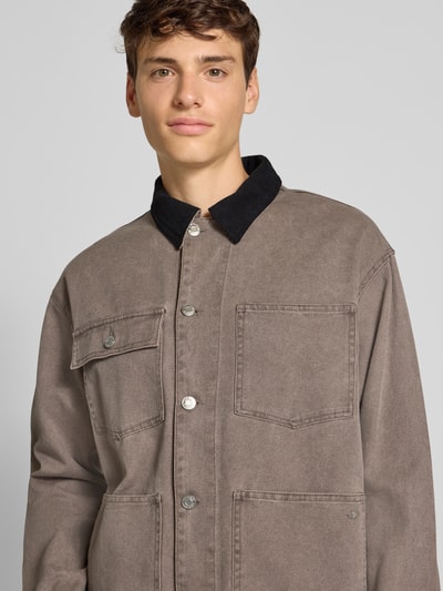 REVIEW Jeansjacke mit Kentkragen Dunkelbraun 3