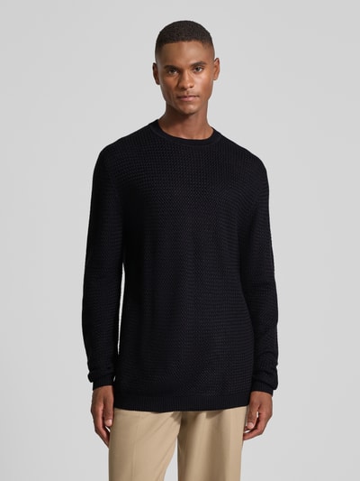 CG - Club of Gents Gebreide pullover van wolmix met ronde hals Marineblauw - 4