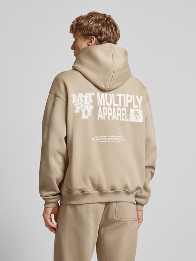 Multiply Apparel Oversized Sweatjacke mit Label-Print Beige 5