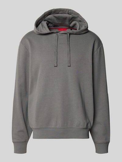 HUGO Bluza z kapturem o kroju relaxed fit z czystej bawełny model 'DAPO' Antracytowy 2