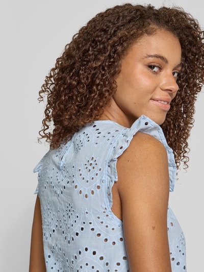 Pieces Top bluzkowy o luźnym kroju z czystej bawełny model ‘VILDE’ Jasnoniebieski 3