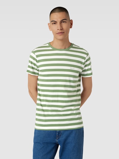 Gant T-shirt met streepmotief Rietgroen - 4